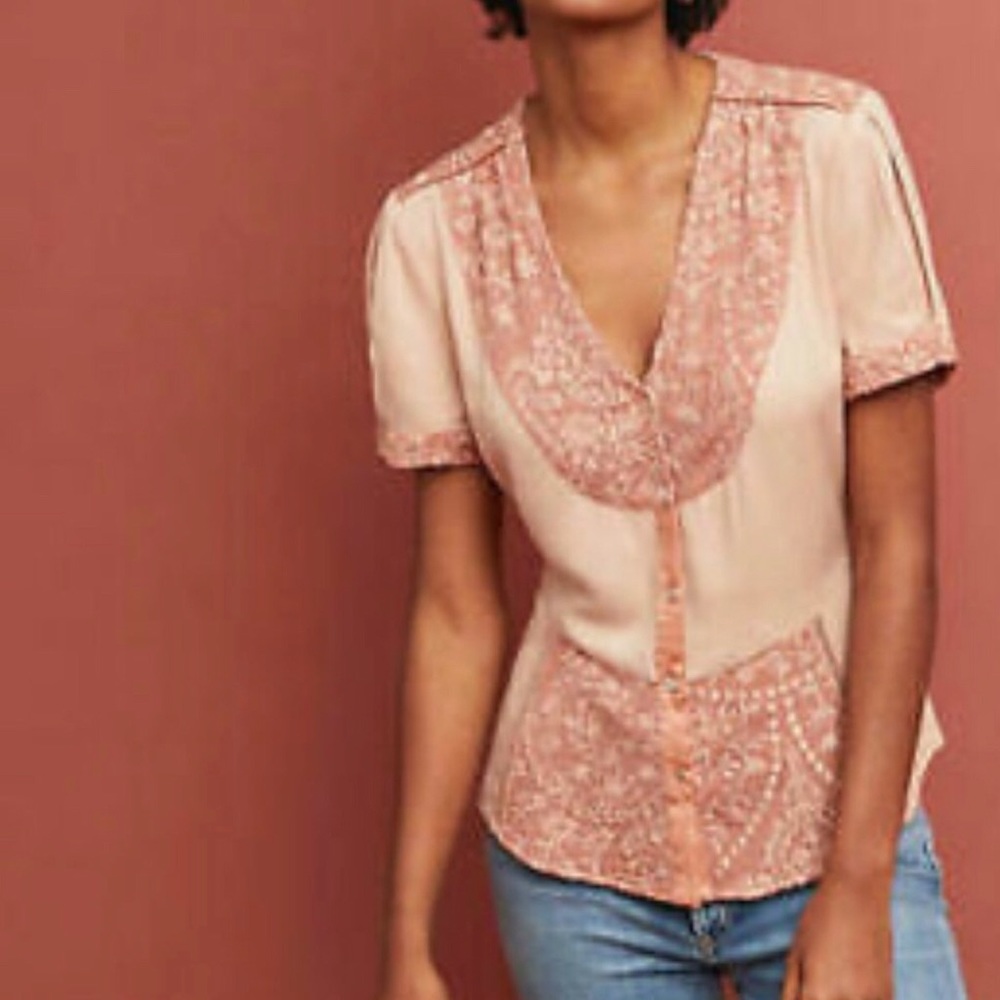 anthropologie tiny | short sleeve lace blouse